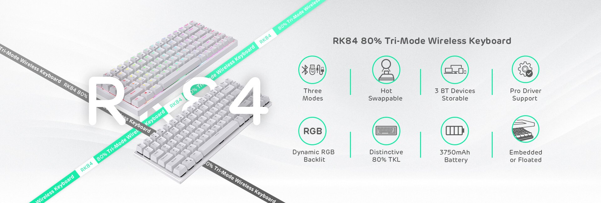 RK ROYAL KLUDGE RK84 Brown Switch Keyboard Price in BD